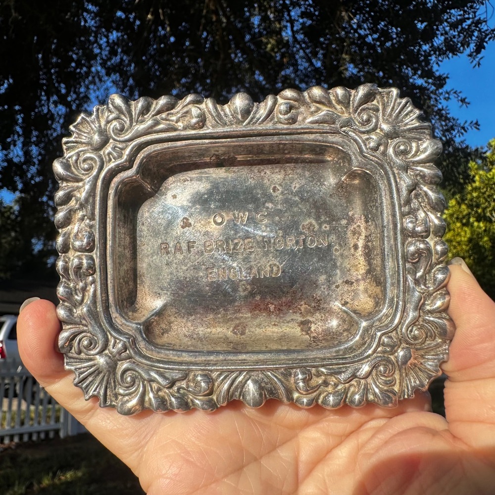 Vintage OWC RAF Brize Norton England Silverplate Ashtray Royal Air Force
